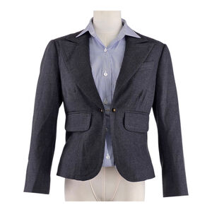 Quiet Luxury Trina Turk Blazer Women’s 4 Gray Wool Blend Tailored Jacket Career